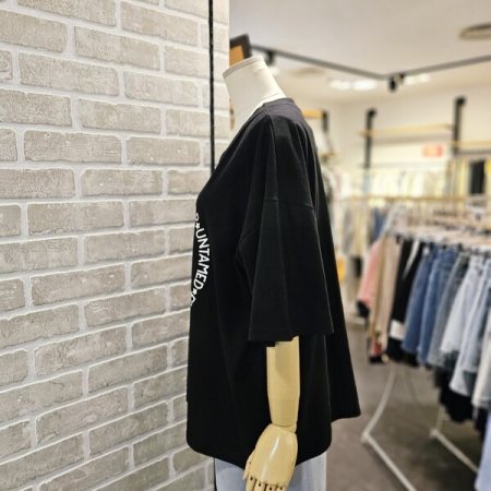 호피 나염 브이넥 티셔츠