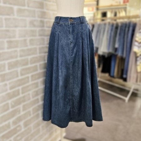 턱 장식 데님 스커트