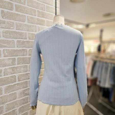 끝단 셔링 골지 티셔츠