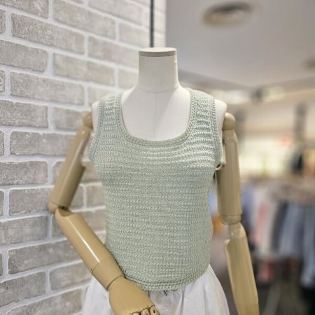 그물 니트 베스트 슬리브리스