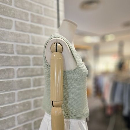 그물 니트 베스트 슬리브리스