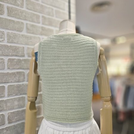 그물 니트 베스트 슬리브리스