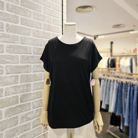 레코브 캡 소매 라운드 티셔츠