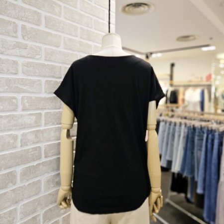 레코브 캡 소매 라운드 티셔츠