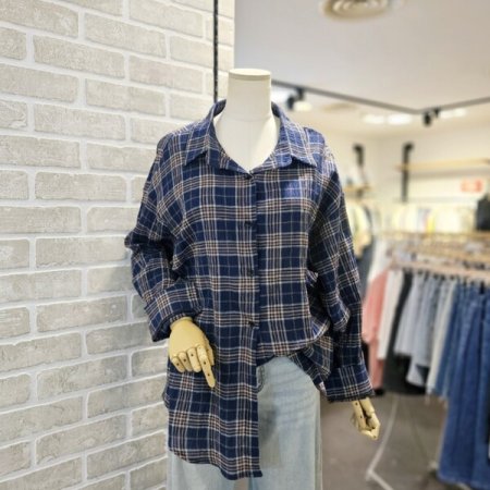 요루 체크 긴팔 남방