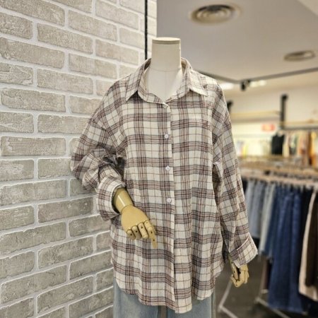 요루 체크 긴팔 남방