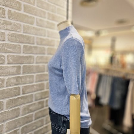 울 혼방 5부 소매 니트