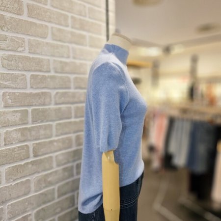 울 혼방 5부 소매 니트