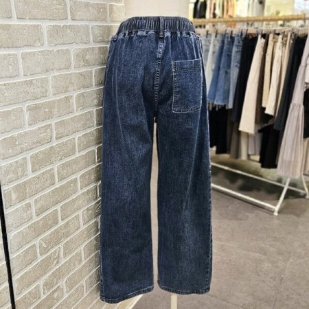 맞주름 와이드 밴딩 데님 팬츠