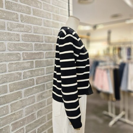 스트라이프 배색 가디건