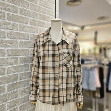 뒷 넥 끈 체크 남방