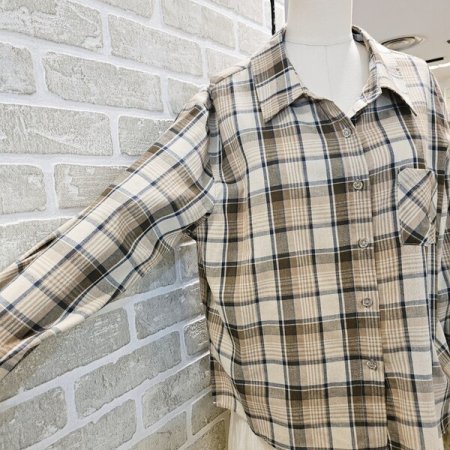 뒷 넥 끈 체크 남방