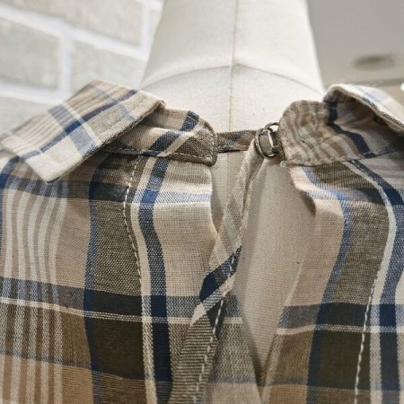 뒷 넥 끈 체크 남방