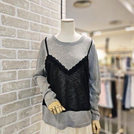 레이스 탑 레이어드 니트