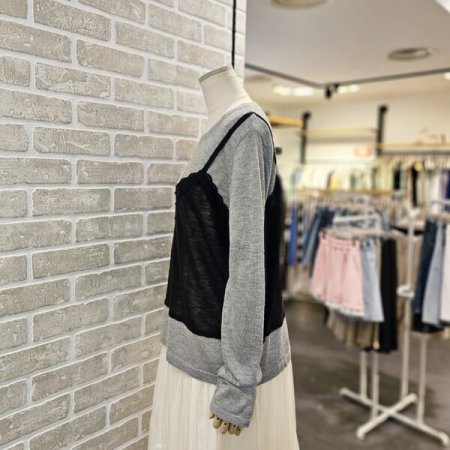 레이스 탑 레이어드 니트