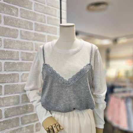 레이스 탑 레이어드 니트