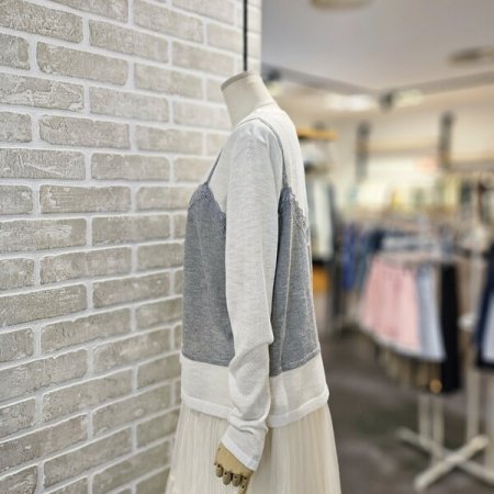 레이스 탑 레이어드 니트