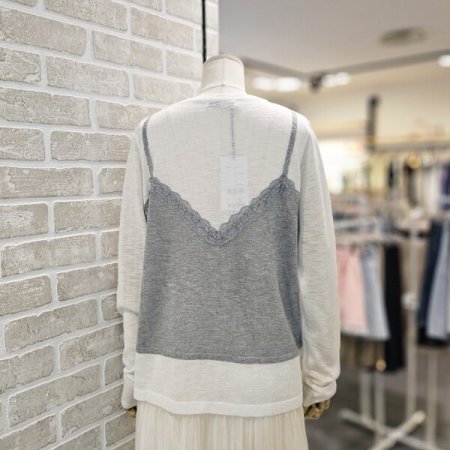 레이스 탑 레이어드 니트