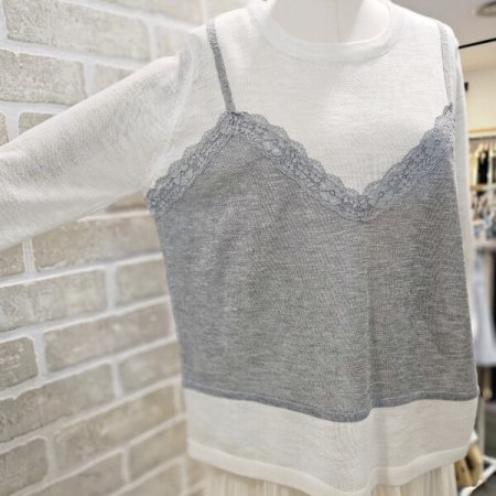 레이스 탑 레이어드 니트