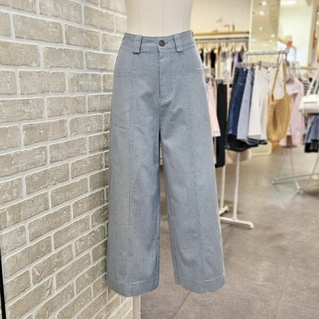 면 슬랍 와이드 팬츠