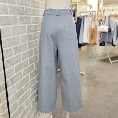 면 슬랍 와이드 팬츠