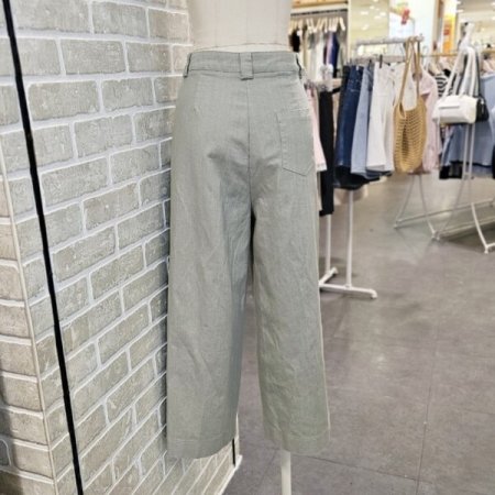 면 슬랍 와이드 팬츠