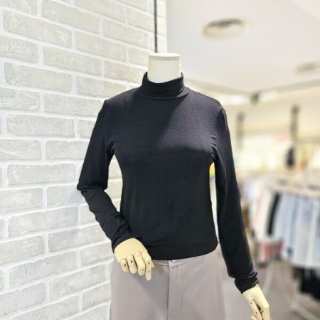 거즈 목 폴라 티셔츠