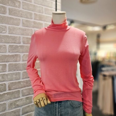 거즈 목 폴라 티셔츠