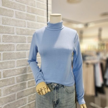 거즈 목 폴라 티셔츠