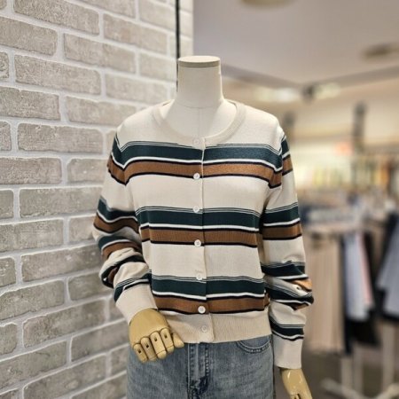 배색 단가라 가디건