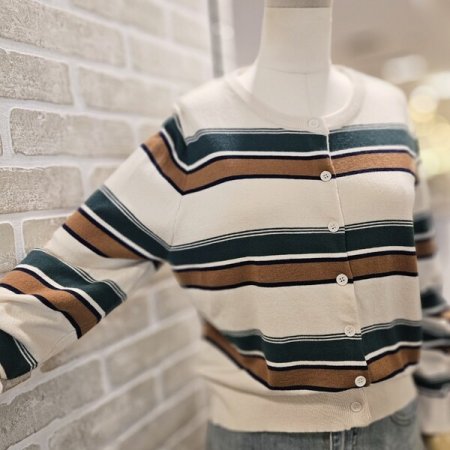 배색 단가라 가디건