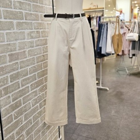 밑단 커프스 일자 통 팬츠