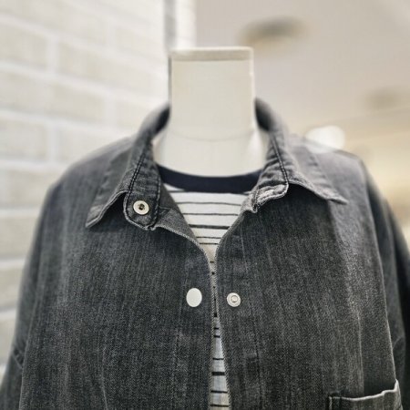 레코브 포켓 자수 데님 남방