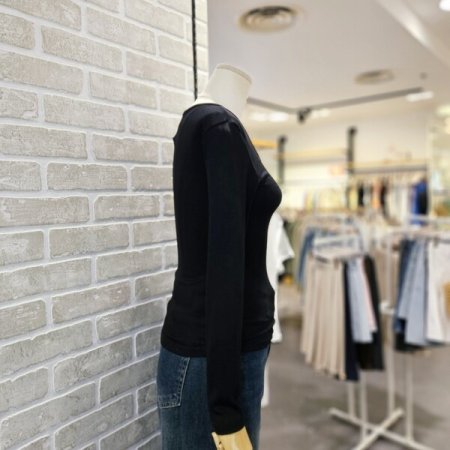 스퀘어넥 골지 티셔츠