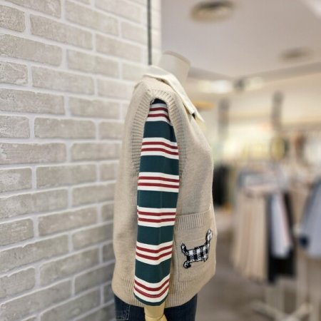 포켓 자카드 니트 베스트