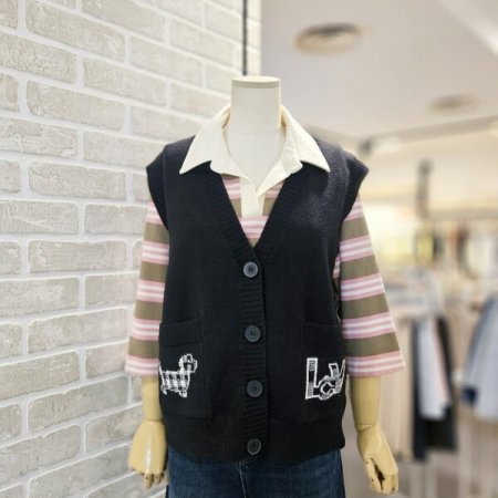 포켓 자카드 니트 베스트