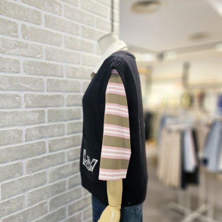 포켓 자카드 니트 베스트