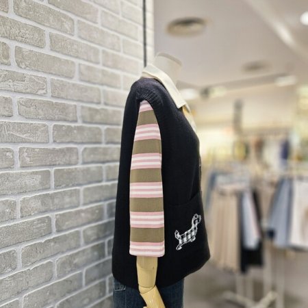 포켓 자카드 니트 베스트