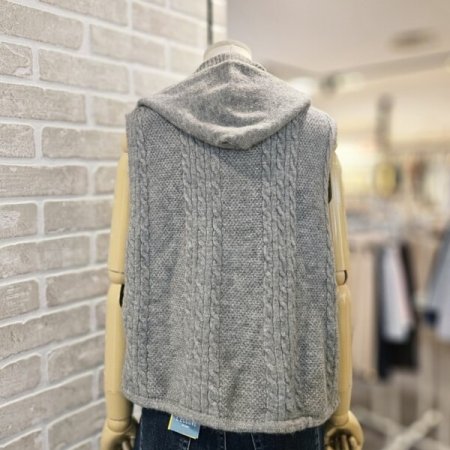 스트링 후드 니트 베스트
