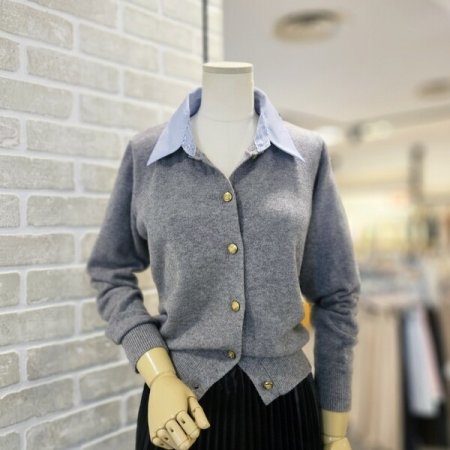 카라 배색 포인트 가디건