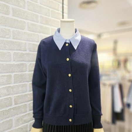 카라 배색 포인트 가디건