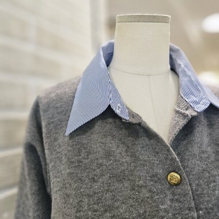 카라 배색 포인트 가디건