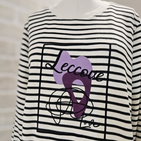 배색 레터링 스트라이프 티셔츠