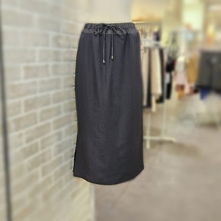 오비 배색 H라인 스커트