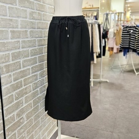 오비 배색 H라인 스커트