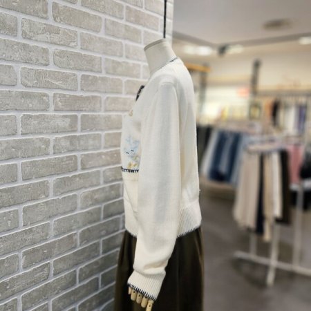 울 혼방 자수 가디건