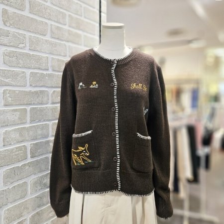 울 혼방 자수 가디건