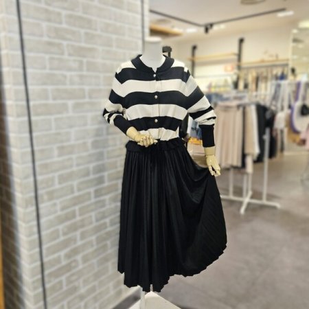 니트 배색 원피스