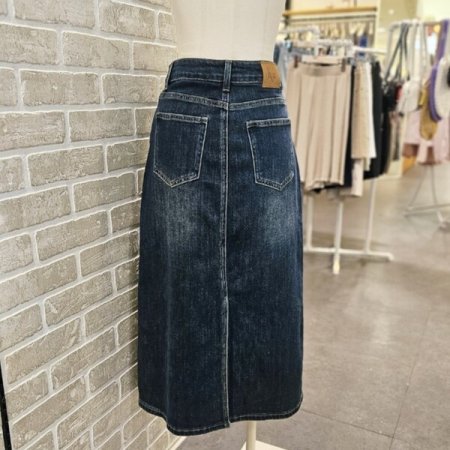 일자 뒷 트임 데님 스커트
