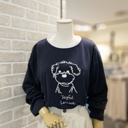 강아지 자수 티셔츠